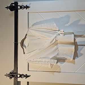 Large White Wrap Around Blouse